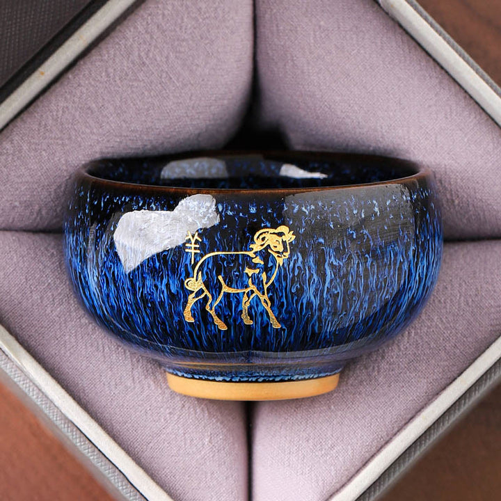 Tasse à thé en céramique « Buddha Stones » du zodiaque chinois, année du Cheval, tasse à thé Kung Fu, 135 ml - Goat 7,5 cm x 4,8 cm x 135 ml - image 7