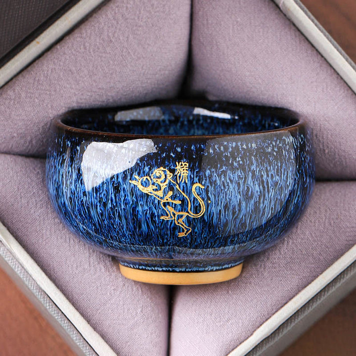 Tasse à thé en céramique « Buddha Stones » du zodiaque chinois, année du Cheval, tasse à thé Kung Fu, 135 ml - Monkey 7,5 cm x 4,8 cm x 135 ml - image 8