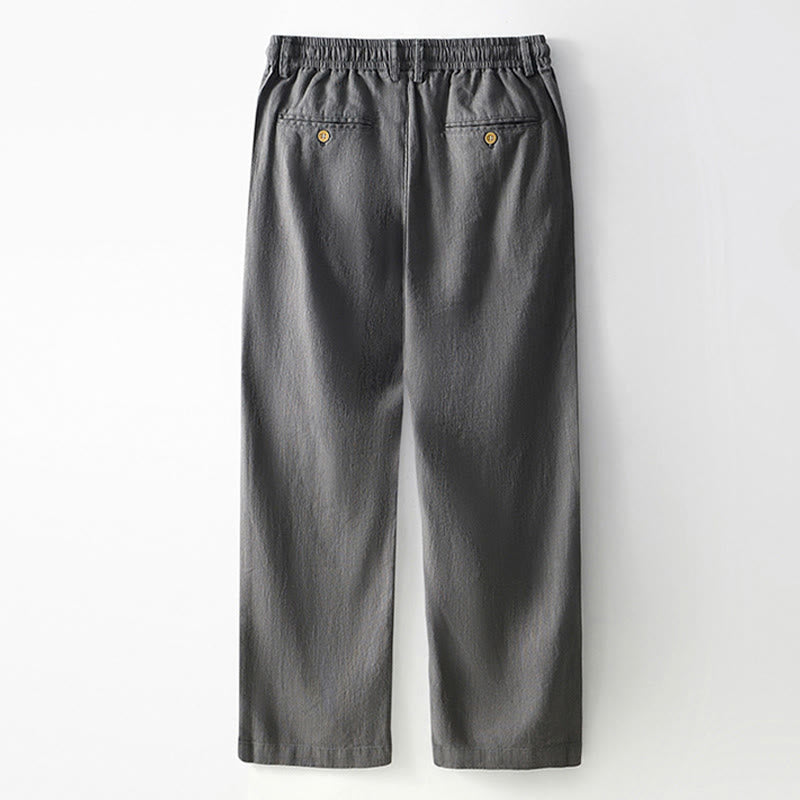 Pantalon large en lin pour homme , Buddha Stones , fermeture éclair et cordon de serrage, avec poches - image 1