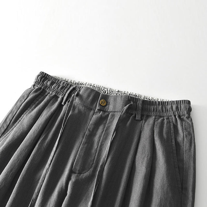 Pantalon large en lin pour homme , Buddha Stones , fermeture éclair et cordon de serrage, avec poches - image 2