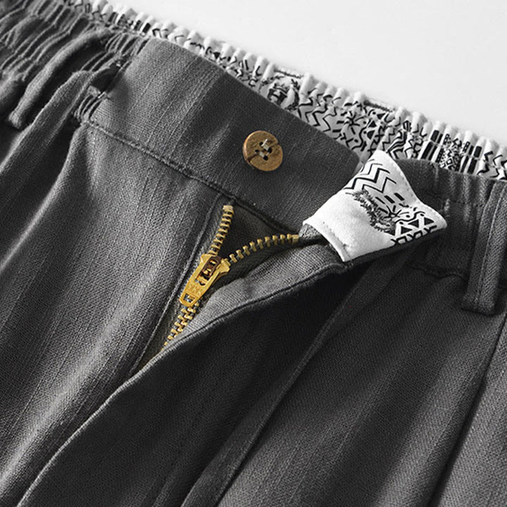 Pantalon large en lin pour homme , Buddha Stones , fermeture éclair et cordon de serrage, avec poches - image 4