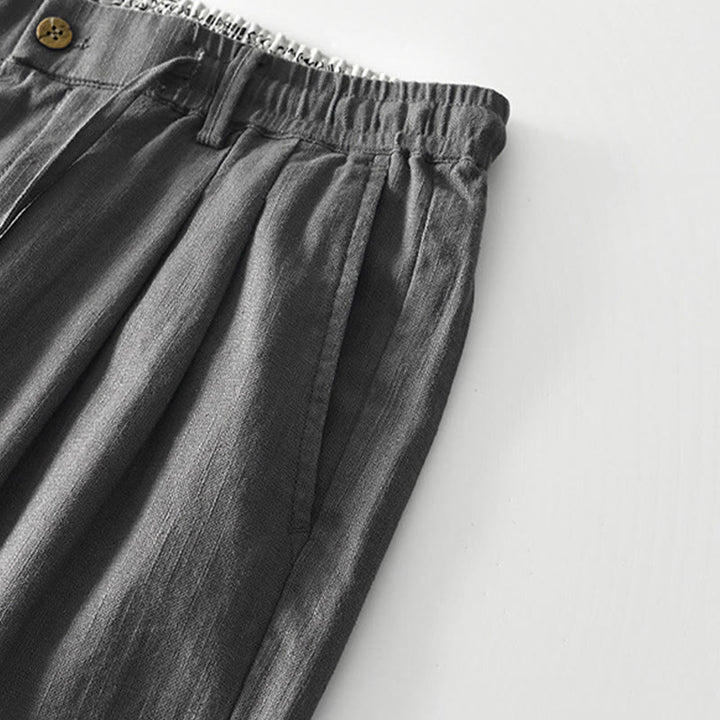 Pantalon large en lin pour homme , Buddha Stones , fermeture éclair et cordon de serrage, avec poches - image 6