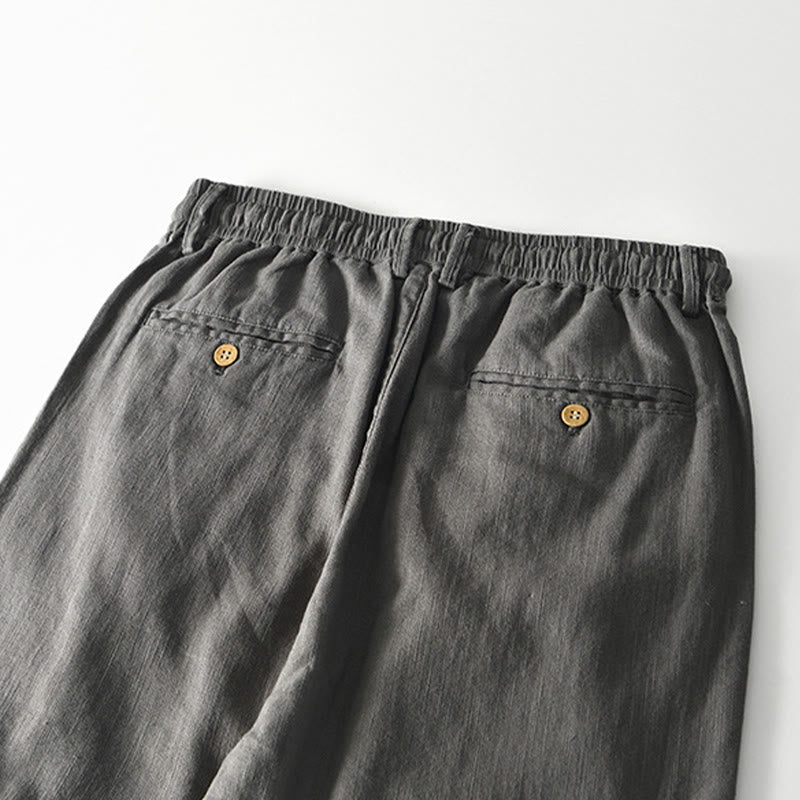 Pantalon large en lin pour homme , Buddha Stones , fermeture éclair et cordon de serrage, avec poches - image 3
