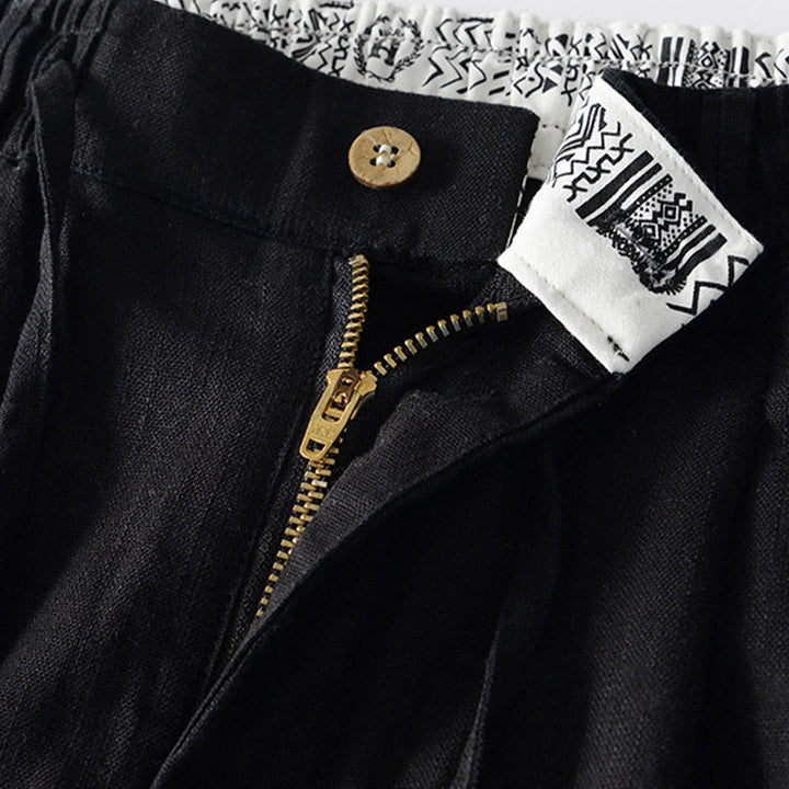 Pantalon large en lin pour homme , Buddha Stones , fermeture éclair et cordon de serrage, avec poches - image 12