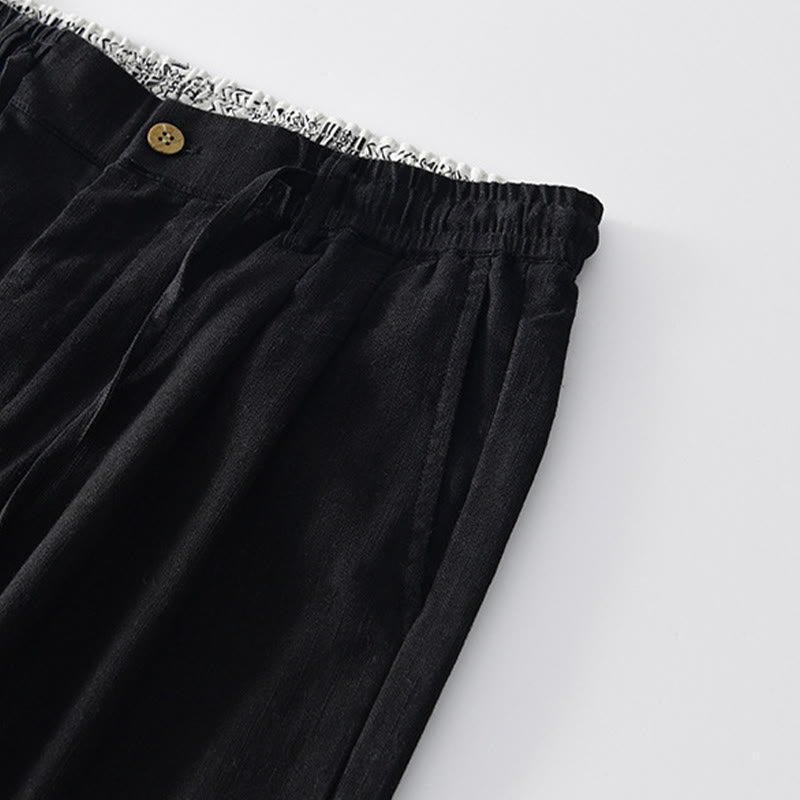 Pantalon large en lin pour homme , Buddha Stones , fermeture éclair et cordon de serrage, avec poches - image 11