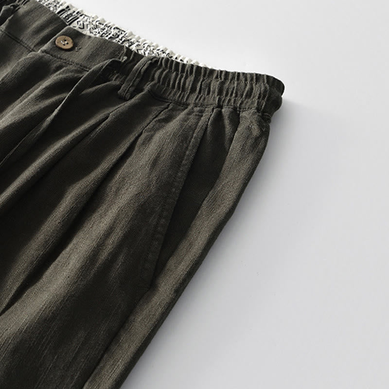 Pantalon large en lin pour homme , Buddha Stones , fermeture éclair et cordon de serrage, avec poches - image 17