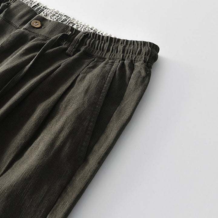 Pantalon large en lin pour homme , Buddha Stones , fermeture éclair et cordon de serrage, avec poches - image 17