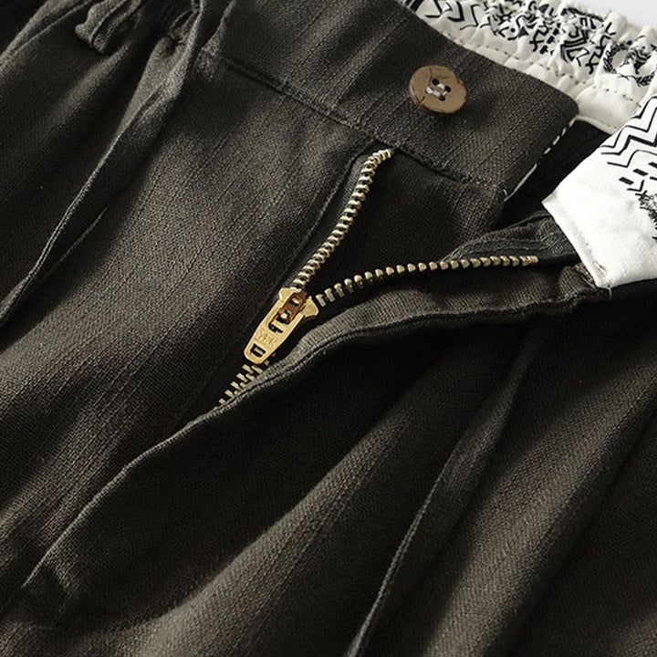 Pantalon large en lin pour homme , Buddha Stones , fermeture éclair et cordon de serrage, avec poches - image 18