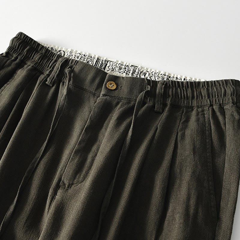 Pantalon large en lin pour homme , Buddha Stones , fermeture éclair et cordon de serrage, avec poches - image 15
