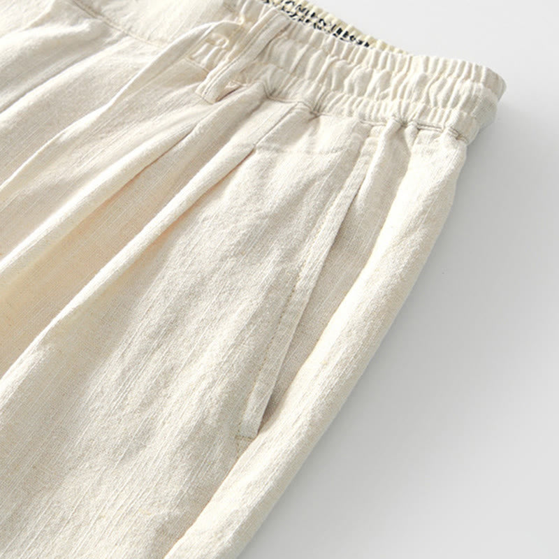 Pantalon large en lin pour homme , Buddha Stones , fermeture éclair et cordon de serrage, avec poches - image 29