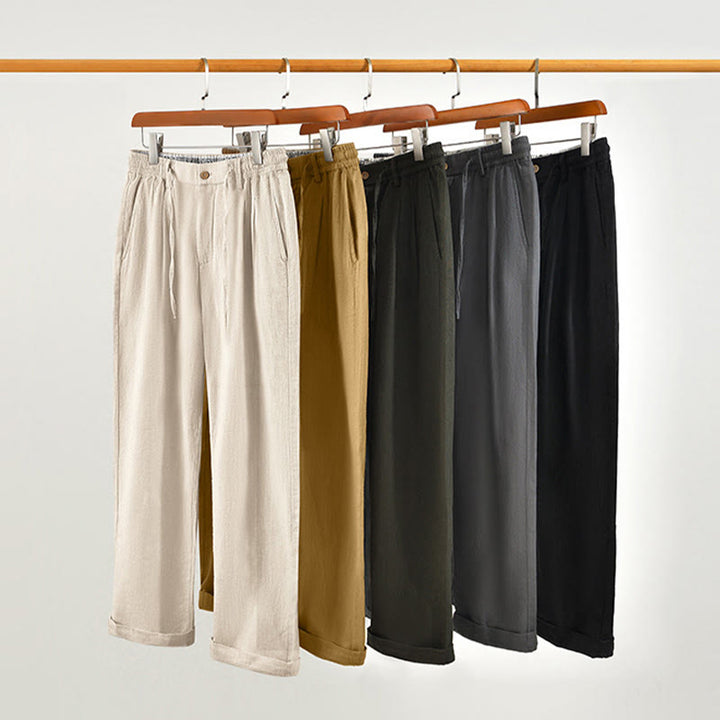 Pantalon large en lin pour homme , Buddha Stones , fermeture éclair et cordon de serrage, avec poches - image 32