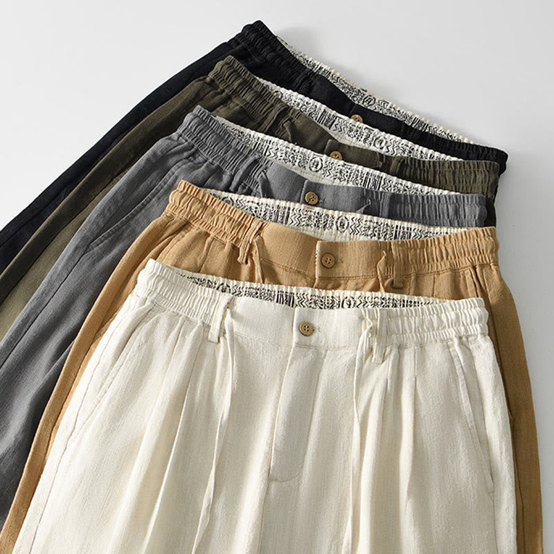 Pantalon large en lin pour homme , Buddha Stones , fermeture éclair et cordon de serrage, avec poches - image 33