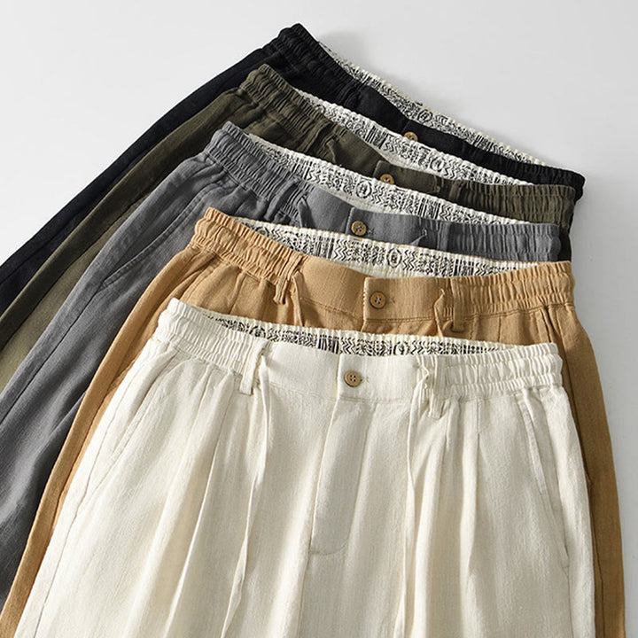 Pantalon large en lin pour homme , Buddha Stones , fermeture éclair et cordon de serrage, avec poches - image 33