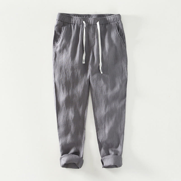Pantalon en lin pour homme, longueur cheville, avec poches, taille élastique et cordon de serrage, motif Buddha Stones Fall - Gris - US/UK/AU44，EU54 (4XL) - image 15