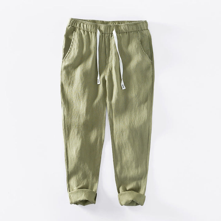 Pantalon en lin pour homme, longueur cheville, avec poches, taille élastique et cordon de serrage, motif Buddha Stones Fall - JauneVert - US/UK/AU44，EU54 (4XL) - image 21