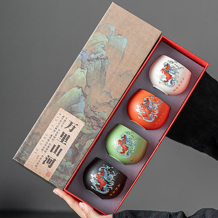 Tasse à thé en céramique peinte à la main, inspirée de l'année du Cheval et des Buddha Stones  - image 2