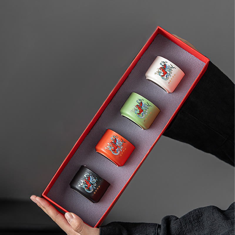Tasse à thé en céramique peinte à la main, inspirée de l'année du Cheval et des Buddha Stones  - Ensemble de tasses droites 5,3 cm x 4 cm x 50 ml - image 8