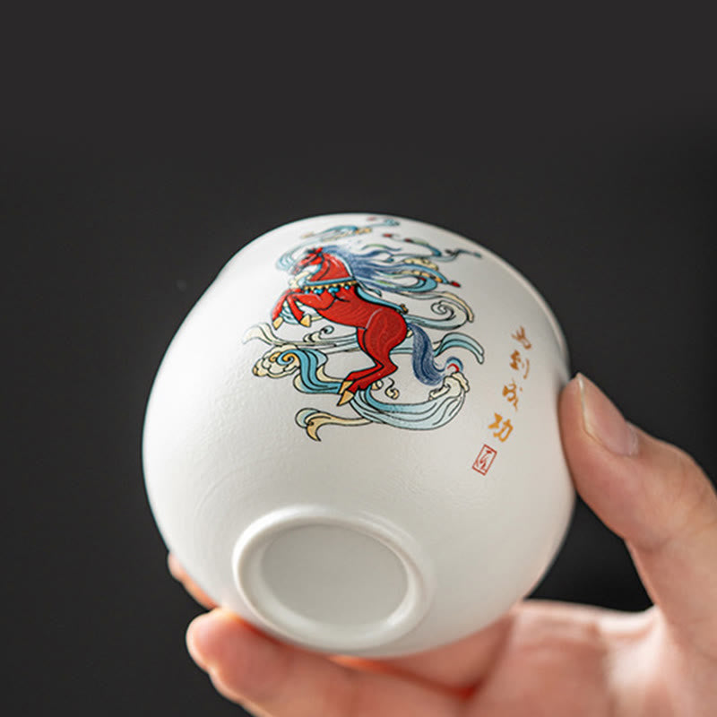 Tasse à thé en céramique peinte à la main, inspirée de l'année du Cheval et des Buddha Stones  - image 7