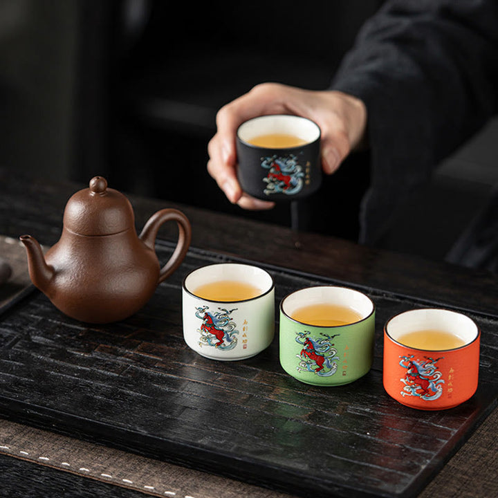Tasse à thé en céramique peinte à la main, inspirée de l'année du Cheval et des Buddha Stones  - image 11