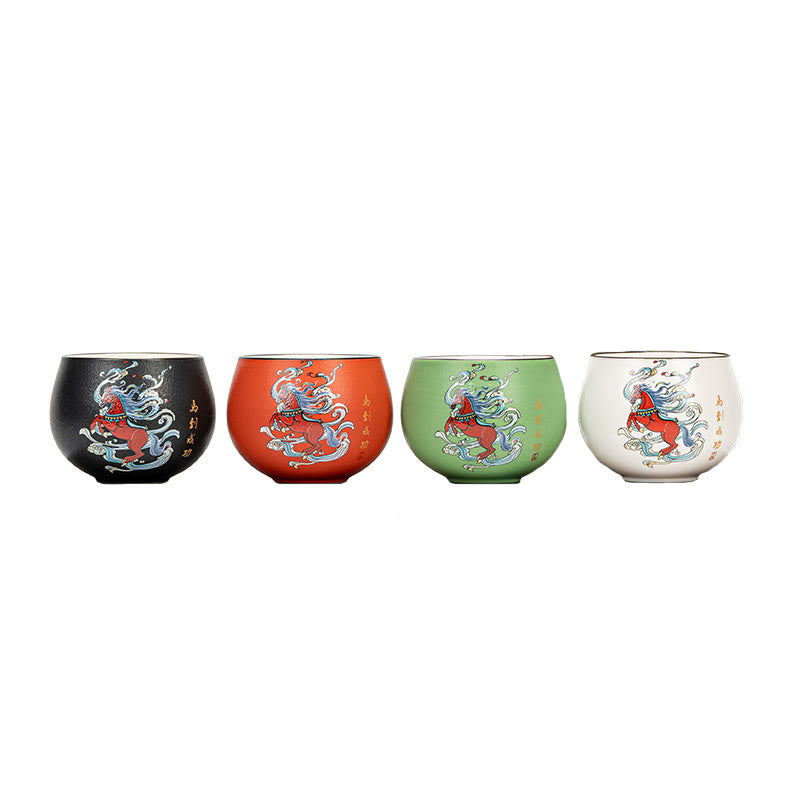 Tasse à thé en céramique peinte à la main, inspirée de l'année du Cheval et des Buddha Stones  - image 5