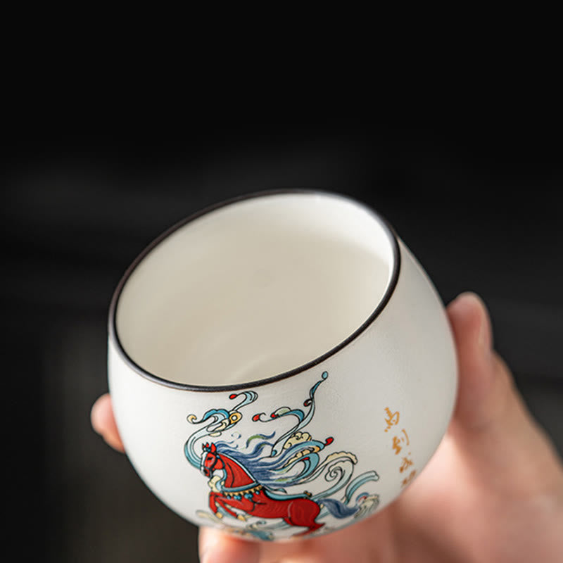 Tasse à thé en céramique peinte à la main, inspirée de l'année du Cheval et des Buddha Stones  - image 6