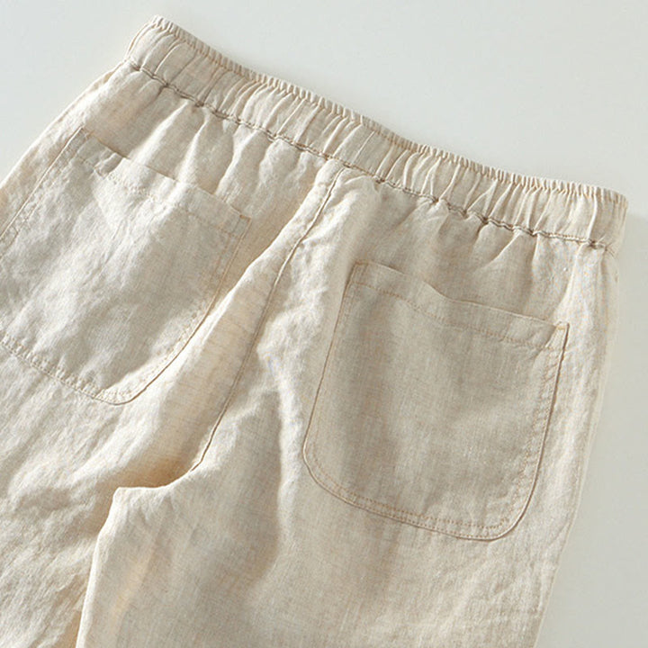 Pantalon en lin pour homme, longueur cheville, avec poches, taille élastique et cordon de serrage, motif Buddha Stones Fall - image 2