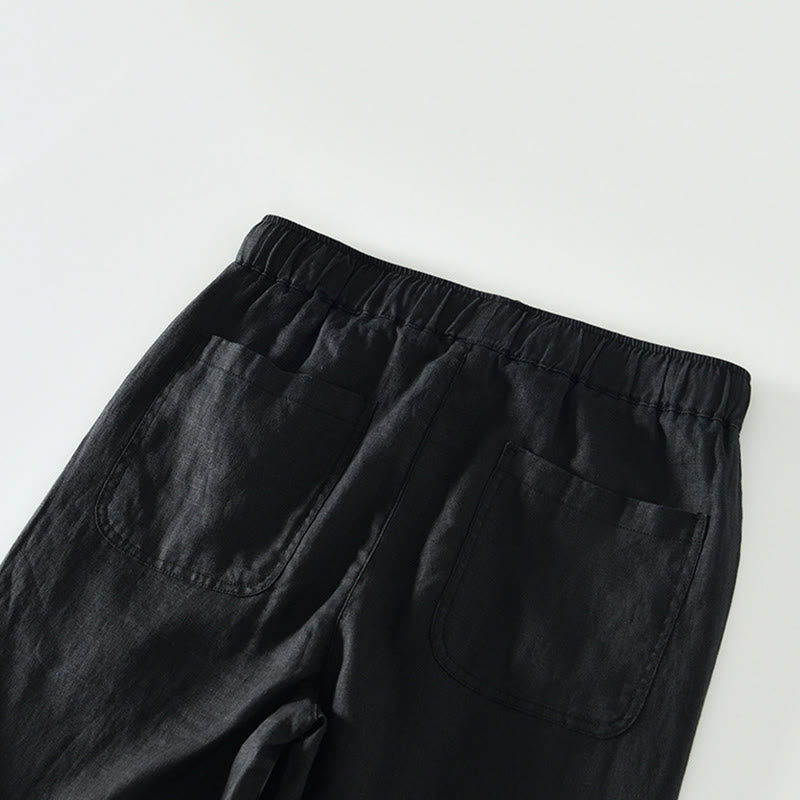 Pantalon en lin pour homme, longueur cheville, avec poches, taille élastique et cordon de serrage, motif Buddha Stones Fall - image 7