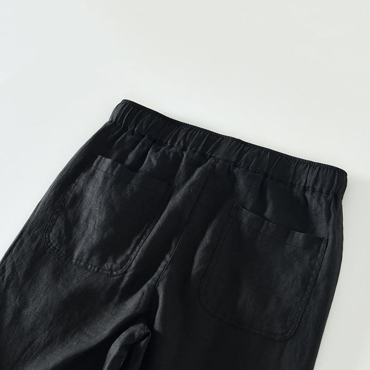 Pantalon en lin pour homme, longueur cheville, avec poches, taille élastique et cordon de serrage, motif Buddha Stones Fall - image 7