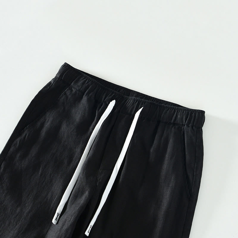 Pantalon en lin pour homme, longueur cheville, avec poches, taille élastique et cordon de serrage, motif Buddha Stones Fall - image 6