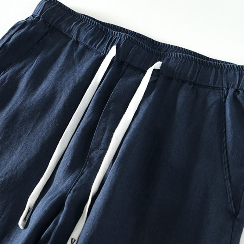 Pantalon en lin pour homme, longueur cheville, avec poches, taille élastique et cordon de serrage, motif Buddha Stones Fall - image 19