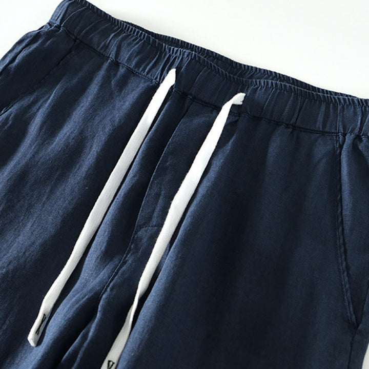 Pantalon en lin pour homme, longueur cheville, avec poches, taille élastique et cordon de serrage, motif Buddha Stones Fall - image 19