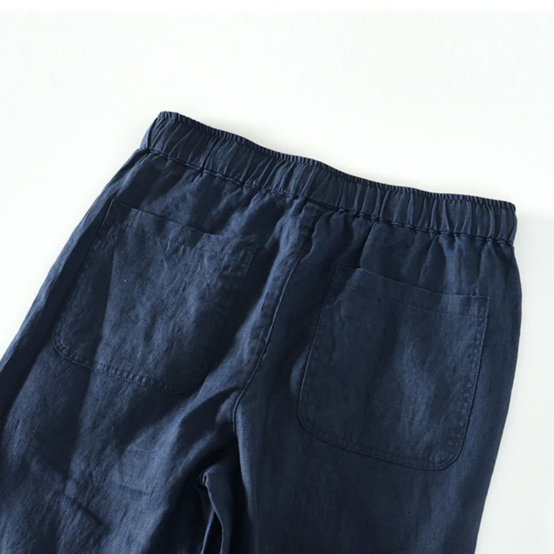 Pantalon en lin pour homme, longueur cheville, avec poches, taille élastique et cordon de serrage, motif Buddha Stones Fall - image 11