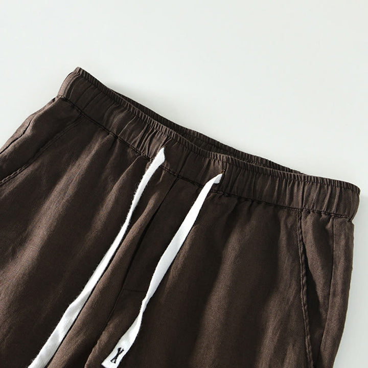 Pantalon en lin pour homme, longueur cheville, avec poches, taille élastique et cordon de serrage, motif Buddha Stones Fall - image 13
