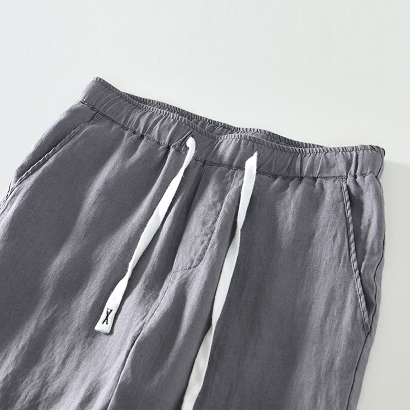 Pantalon en lin pour homme, longueur cheville, avec poches, taille élastique et cordon de serrage, motif Buddha Stones Fall - image 16