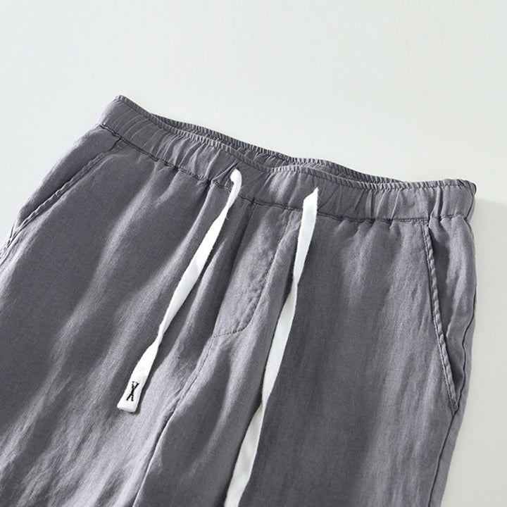 Pantalon en lin pour homme, longueur cheville, avec poches, taille élastique et cordon de serrage, motif Buddha Stones Fall - image 16