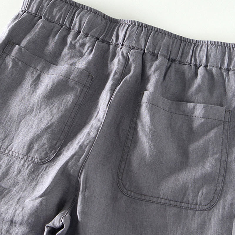 Pantalon en lin pour homme, longueur cheville, avec poches, taille élastique et cordon de serrage, motif Buddha Stones Fall - image 17