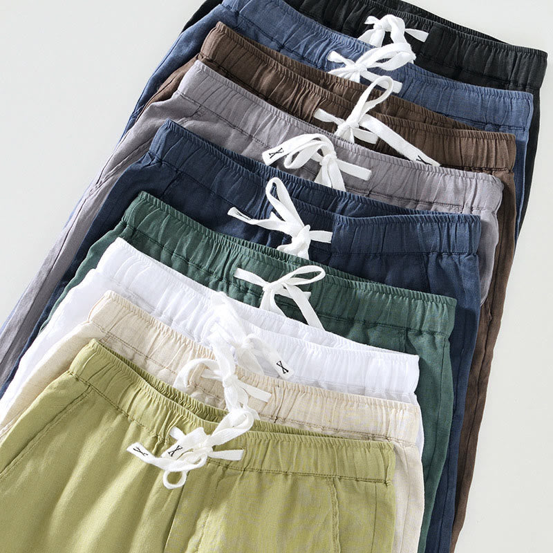 Pantalon en lin pour homme, longueur cheville, avec poches, taille élastique et cordon de serrage, motif Buddha Stones Fall - image 33