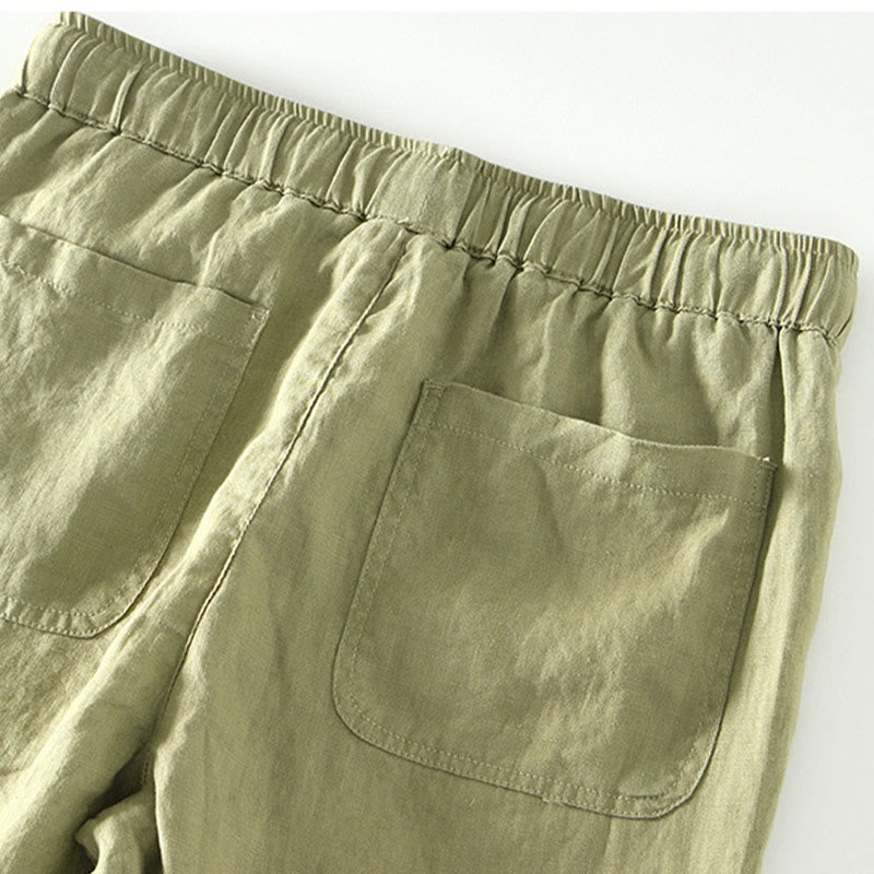 Pantalon en lin pour homme, longueur cheville, avec poches, taille élastique et cordon de serrage, motif Buddha Stones Fall - image 23