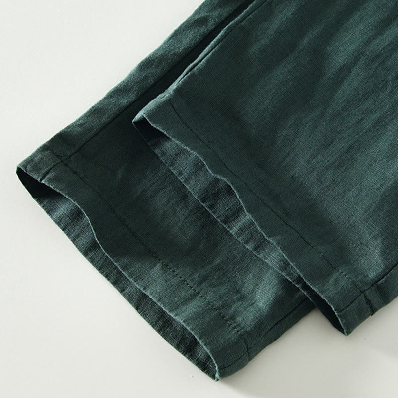 Pantalon en lin pour homme, longueur cheville, avec poches, taille élastique et cordon de serrage, motif Buddha Stones Fall - image 29