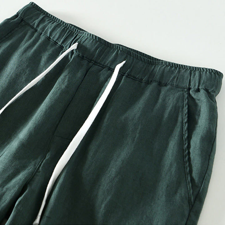 Pantalon en lin pour homme, longueur cheville, avec poches, taille élastique et cordon de serrage, motif Buddha Stones Fall - image 26