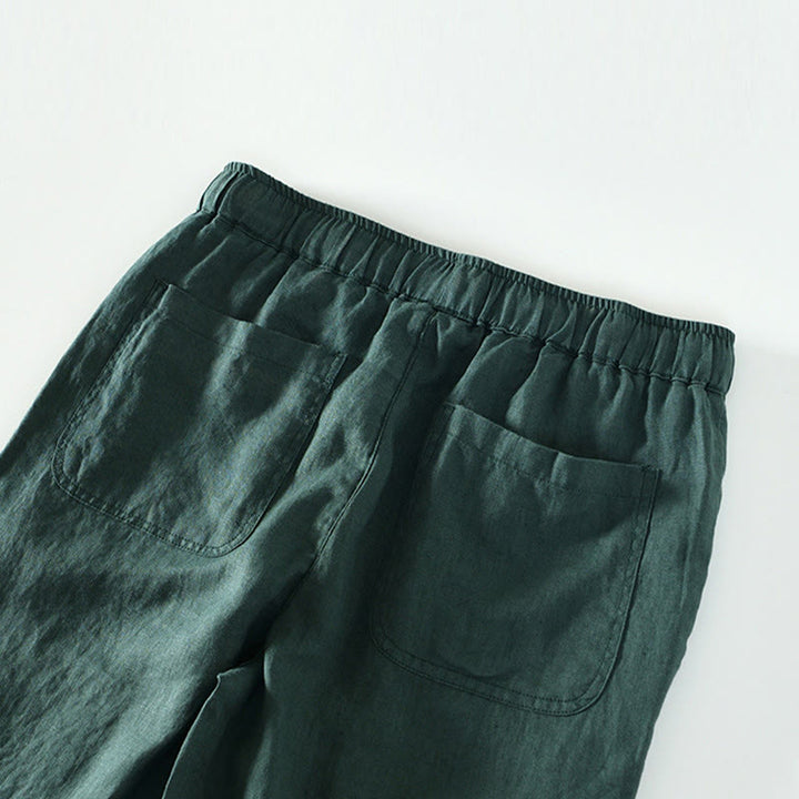 Pantalon en lin pour homme, longueur cheville, avec poches, taille élastique et cordon de serrage, motif Buddha Stones Fall - image 28
