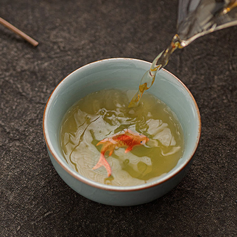 Tasse à thé en céramique de 50 ml, décorée de motifs de carpes koï et peinte à la main, inspirée des Buddha Stones et du kung-fu. - image 6