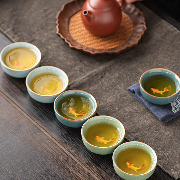 Tasse à thé en céramique de 50 ml, décorée de motifs de carpes koï et peinte à la main, inspirée des Buddha Stones et du kung-fu. - image 12