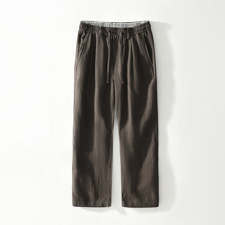 Pantalon droit en lin pour homme , Buddha Stones , taille élastique avec cordon de serrage et poches - Terre de sienne - US/UK/AU42，EU52 (3XL) - image 10
