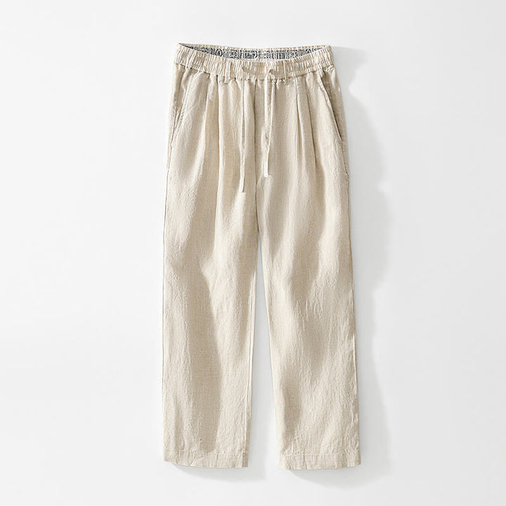 Pantalon droit en lin pour homme , Buddha Stones , taille élastique avec cordon de serrage et poches - Lin - US/UK/AU42，EU52 (3XL) - image 5