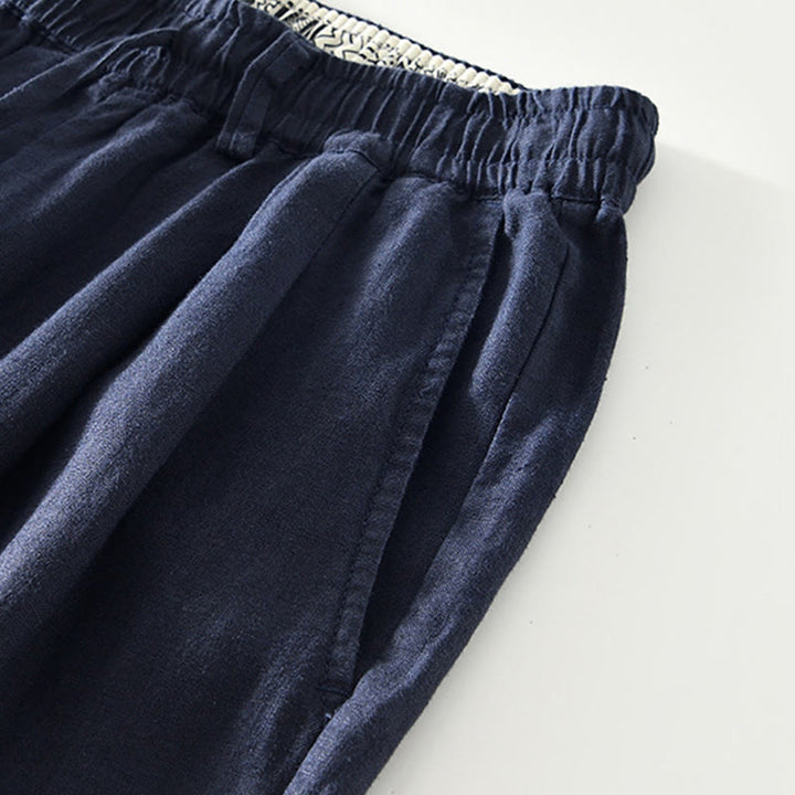 Pantalon droit en lin pour homme , Buddha Stones , taille élastique avec cordon de serrage et poches - image 3