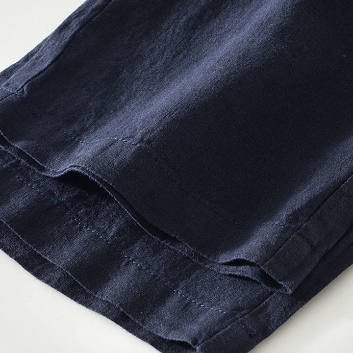 Pantalon droit en lin pour homme , Buddha Stones , taille élastique avec cordon de serrage et poches - image 4