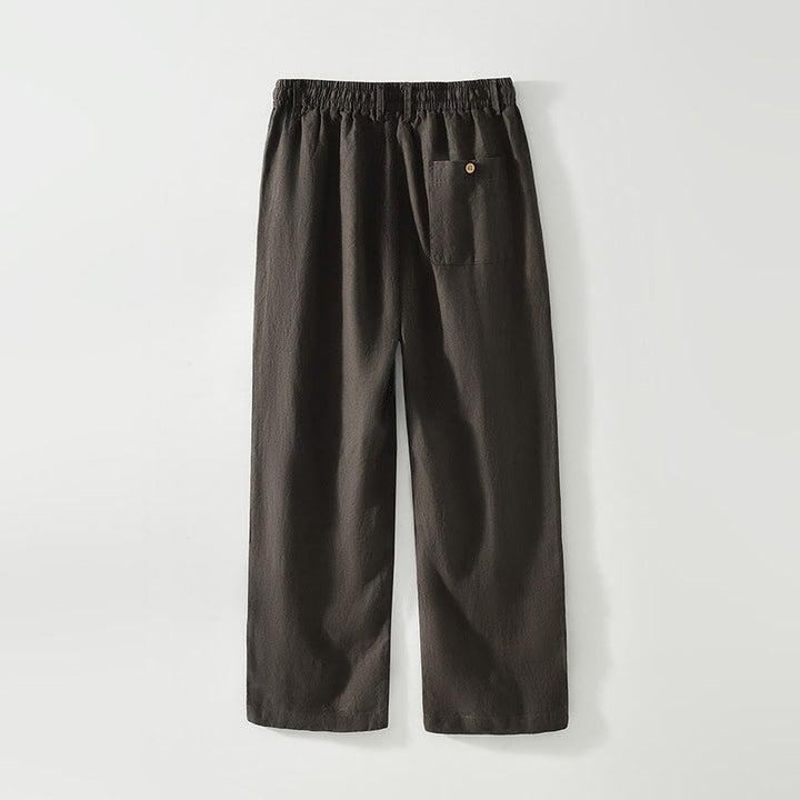 Pantalon droit en lin pour homme , Buddha Stones , taille élastique avec cordon de serrage et poches - image 11