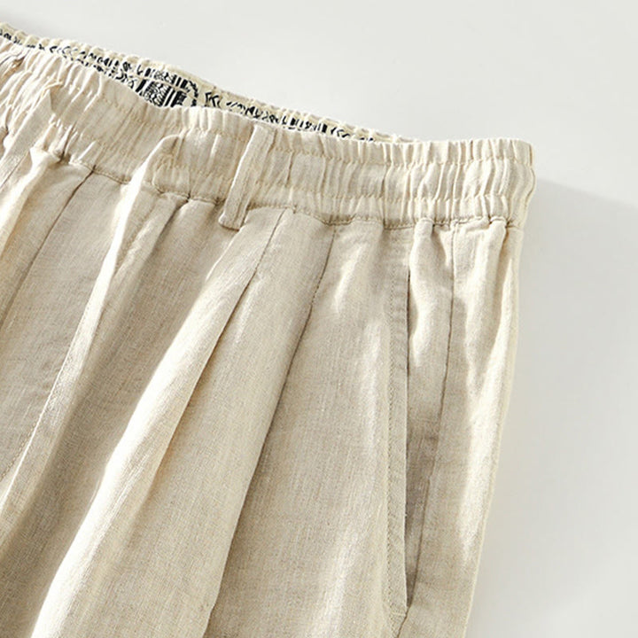 Pantalon droit en lin pour homme , Buddha Stones , taille élastique avec cordon de serrage et poches - image 8