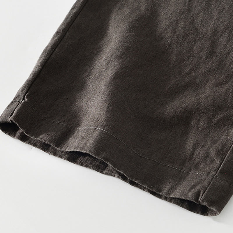 Pantalon droit en lin pour homme , Buddha Stones , taille élastique avec cordon de serrage et poches - image 15